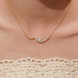 The Elysian - 1 Carat East-West Marquise Wave Diamond Necklace | 14k Solid Gold