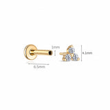 Three-Diamond Cluster Flat-Back Stud | 14K Solid Gold