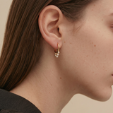 The Ines - 5-Stone Diamond Dangle Huggie Earrings | Solid Gold