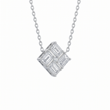 The Tessera - Geometric Emerald Cut Diamond Cluster Necklace | Solid Gold