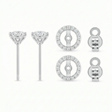 The Thea - 1.4ct Convertible Round Diamond Halo Jacket Earrings | Solid Gold
