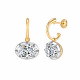 East-West Oval 1ct/2ct/3ct Lab-Grown Diamond Drop Earrings | 10K/14K Solid Gold