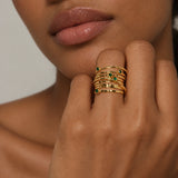 Multi-Band Bezel Gemstone Wrap Ring | 14K Gold Vermeil