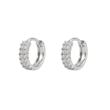 The Maia - Double Row Pave Diamond Huggie Hoops | Solid Gold