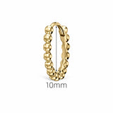 The Miro Beaded Huggie Hoop Earring | 14K Solid Gold 6mm–10mm