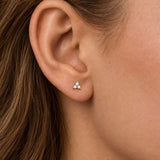 Three-Diamond Cluster Flat-Back Stud | 14K Solid Gold