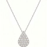 The Eudora - Pavé Diamond Teardrop Pendant Necklace | Solid Gold