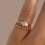 The Fortuna - Quatrefoil Diamond Stacking Ring | 14K Solid Gold