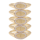 The Margot - Custom Halo Initial Signet Ring | Solid Gold Pinky Ring