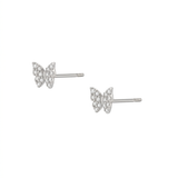 The Psyche - Pavé Diamond Butterfly Stud | Solid Gold