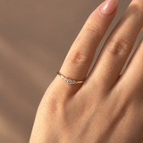 The Vesper - 3-Stone Chevron Ring Nesting Band Pinky Ring | 10k/14k/18k Solid Gold