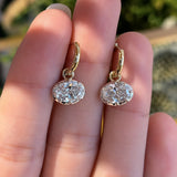 East-West Oval 1ct/2ct/3ct Lab-Grown Diamond Drop Earrings | 10K/14K Solid Gold