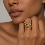 Multi-Band Bezel Gemstone Wrap Ring | 14K Gold Vermeil