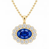 Oval Halo Lab-Grown Diamond Pendant - Vertical or East-West | 10K/14K Solid Gold