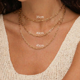 Statement Paperclip Versatile Layering Link Chain Necklace | 14K Solid Gold