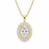 Oval Halo Lab-Grown Diamond Pendant - Vertical or East-West | 10K/14K Solid Gold
