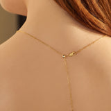 The Kora | Three Stone Lab Grown Diamond Necklace | Solid Gold with Adjustable Chain & Backdrop Diamond