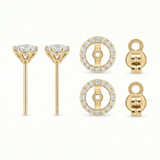 The Thea - 1.4ct Convertible Round Diamond Halo Jacket Earrings | Solid Gold