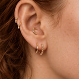 The Miro Beaded Huggie Hoop Earring | 14K Solid Gold 6mm–10mm