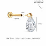 Pear-Cut Lab-Grown Diamond Flat-Back Stud | 14K Solid Gold 0.13ct/0.33ct/0.5ct-IGI