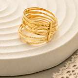 15-Band Textured Stacking Ring | 10K/14K Solid Gold