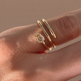 The Aria - 0.3ct 14K Solid Gold Wrap Ring | Teardrop or Round Diamond