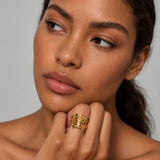 Multi-Band Bezel Gemstone Wrap Ring | 14K Gold Vermeil