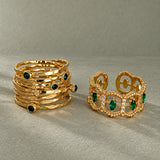 Multi-Band Bezel Gemstone Wrap Ring | 14K Gold Vermeil