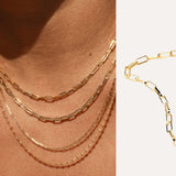 Statement Paperclip Versatile Layering Link Chain Necklace | 14K Solid Gold