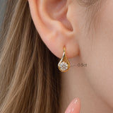 Sculpted Teardrop Lab-Grown Diamond Leverback Earrings | 10K/14K Solid Gold