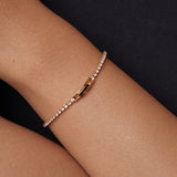 Initial Tennis Bracelet - Personalized Lab Diamond Bracelet with Custom Letter Charm | Solid Gold