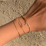 Initial Tennis Bracelet - Personalized Lab Diamond Bracelet with Custom Letter Charm | Solid Gold