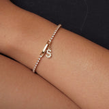 Custom Product Listing - Initial Diamond Tennis Bracelet for Tess (KOL Promotion) | 14K Solid Yellow Gold | 6.5" Length | Initial T