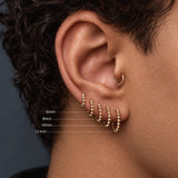 The Miro Beaded Huggie Hoop Earring | 14K Solid Gold 6mm–10mm