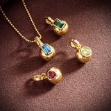 Colorful Gemstone Pendant Clip-On Enhancer Pendant | 14K Solid Gold