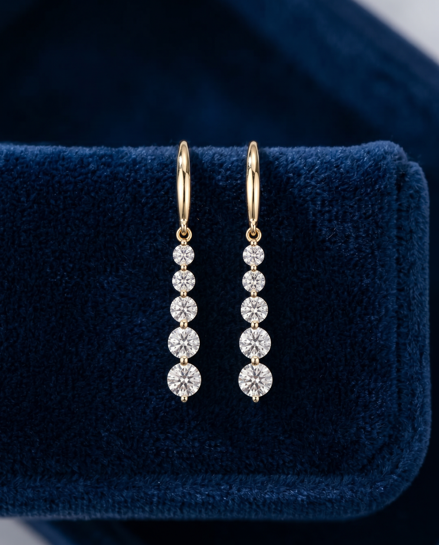 The Alina - 5-Stone Graduating Lab Diamond Drop Earrings | Solid Gold