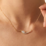 The Elysian - 1 Carat East-West Marquise Wave Diamond Necklace | 14k Solid Gold