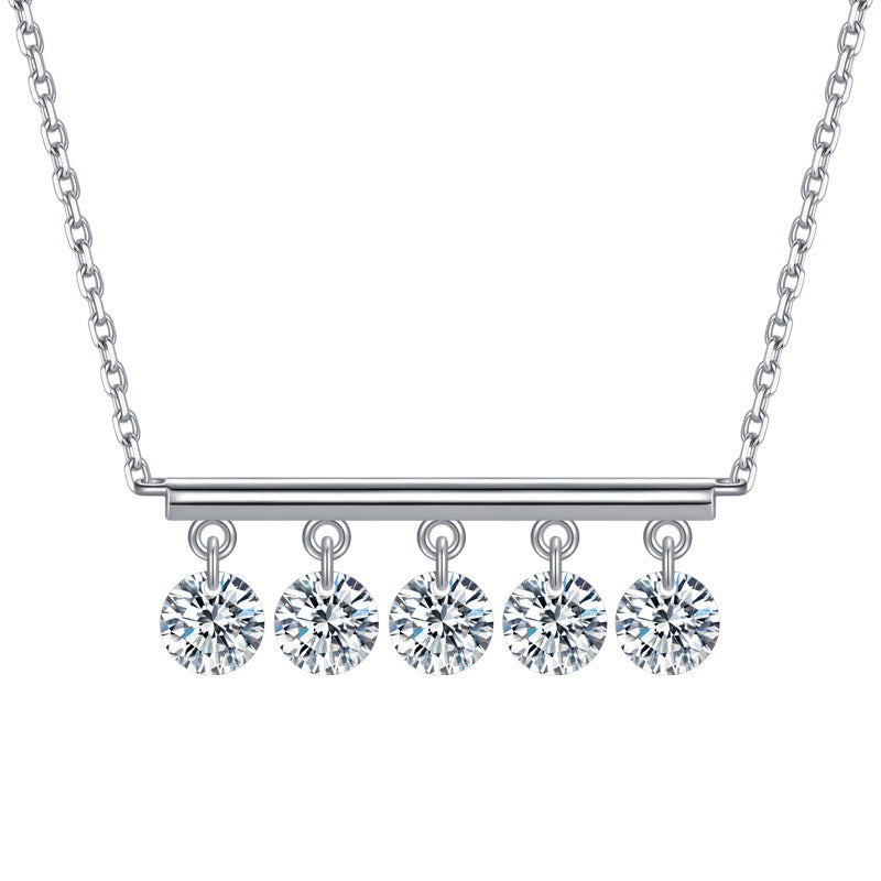 The Equilibrium - Dangling Lab Diamond Bar Necklace | Solid Gold