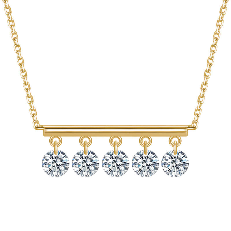 The Equilibrium - Dangling Lab Diamond Bar Necklace | Solid Gold