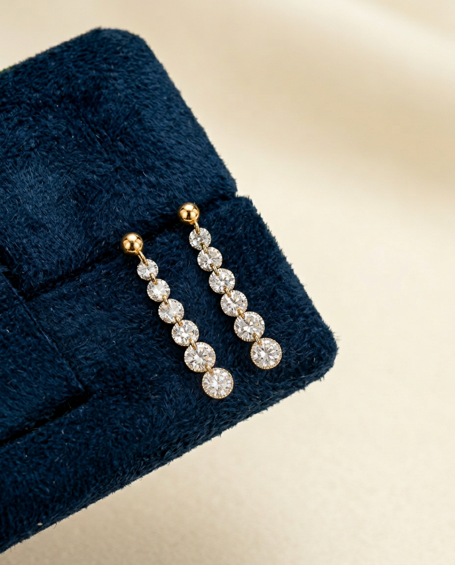 The Elena Drop - Five Graduating Lab Diamond Ball Stud Earrings | Solid Gold