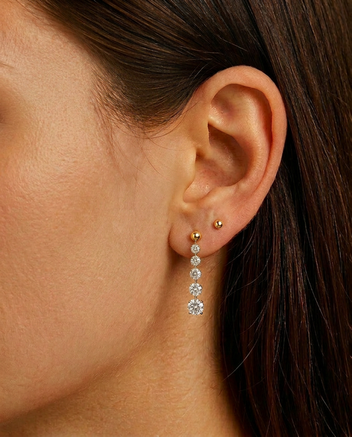 The Elena Drop - Five Graduating Lab Diamond Ball Stud Earrings | Solid Gold