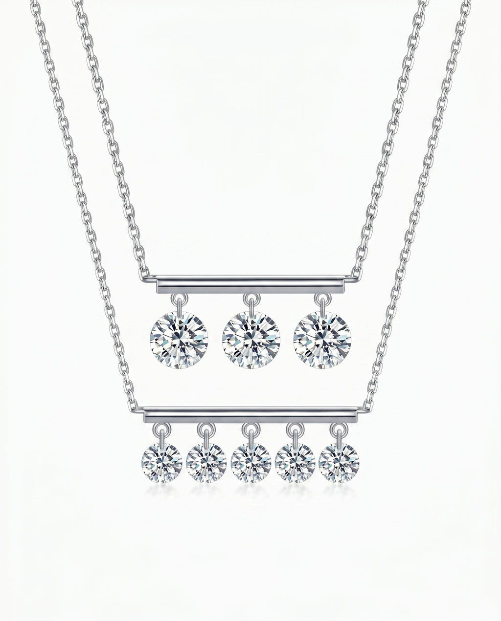 The Equilibrium - Dangling Lab Diamond Bar Necklace | Solid Gold