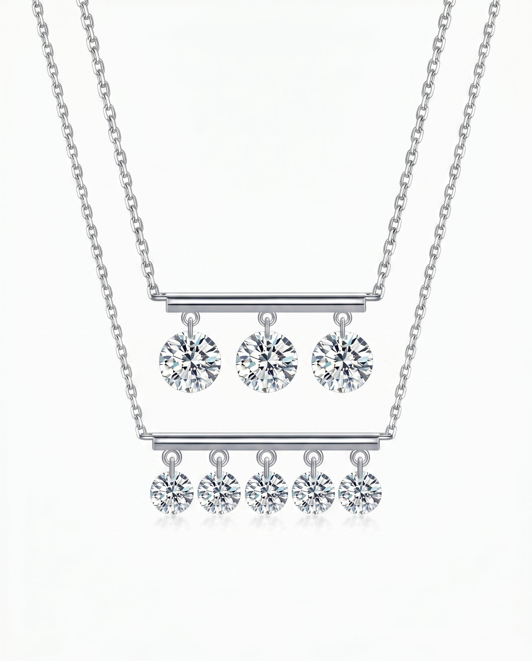The Equilibrium - Dangling Lab Diamond Bar Necklace | Solid Gold