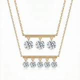 The Equilibrium - Dangling Lab Diamond Bar Necklace | Solid Gold