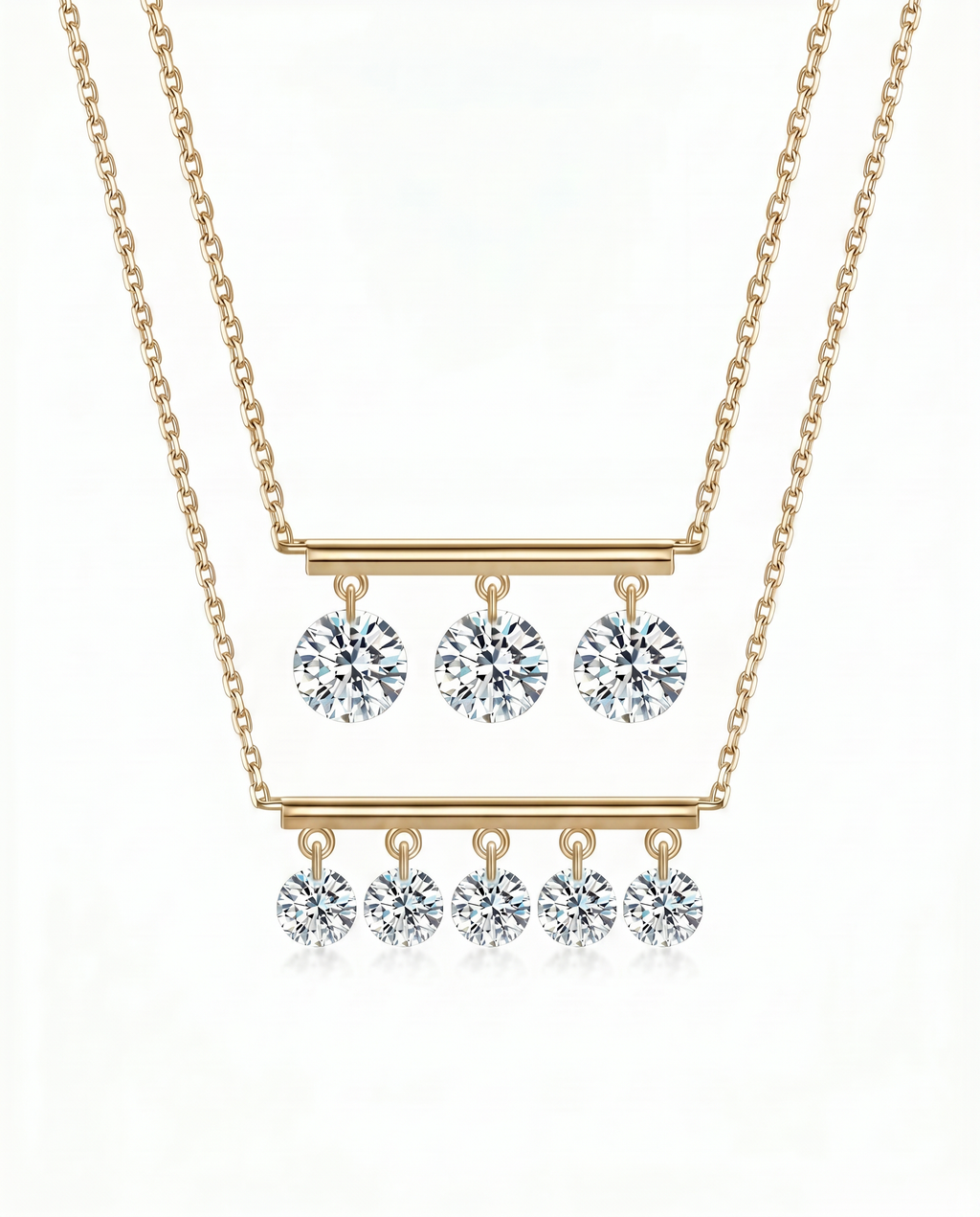 The Equilibrium - Dangling Lab Diamond Bar Necklace | Solid Gold