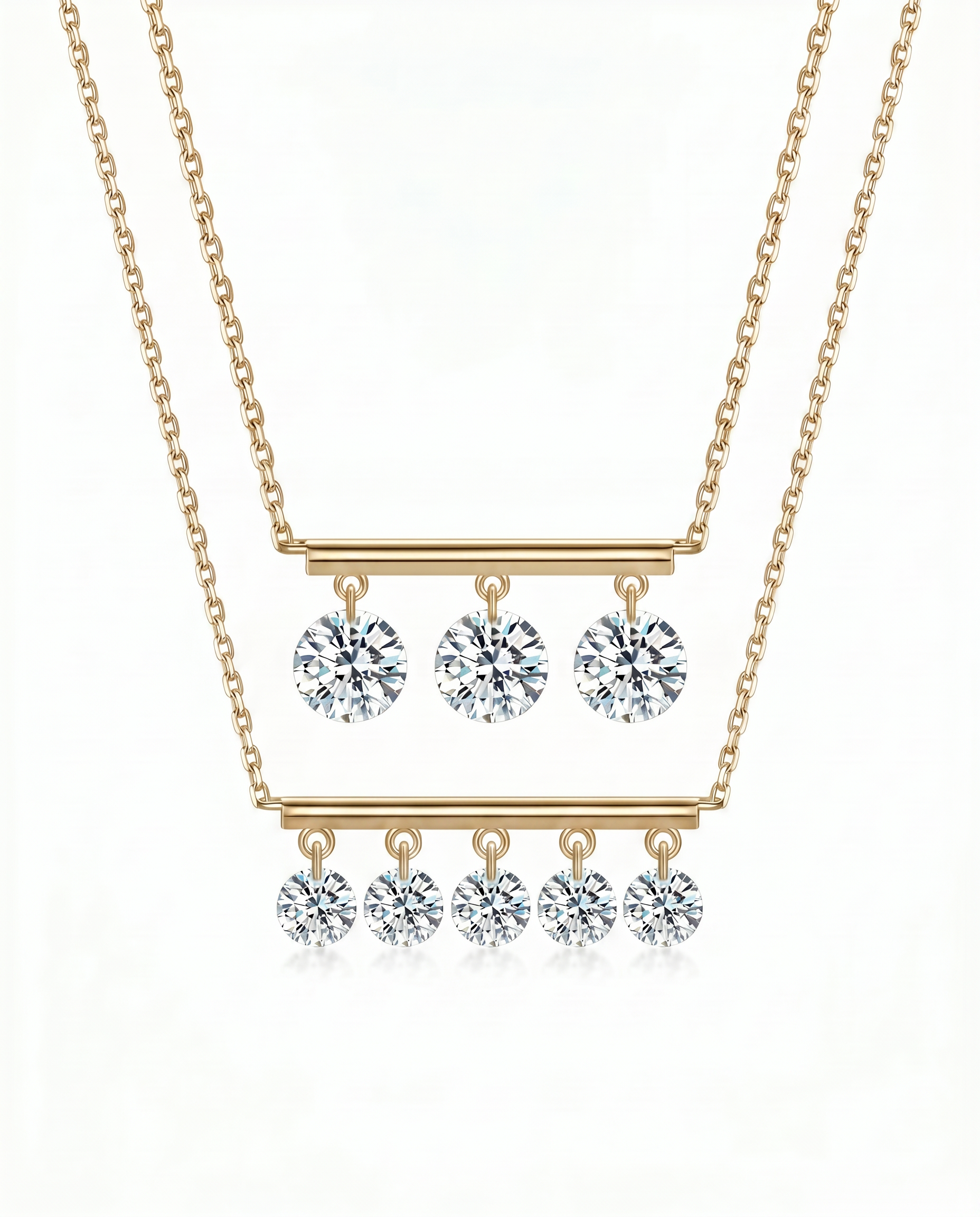 The Equilibrium - Dangling Lab Diamond Bar Necklace | Solid Gold