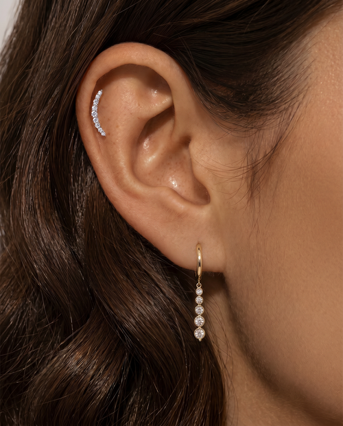 The Alina - 5-Stone Graduating Lab Diamond Drop Earrings | Solid Gold