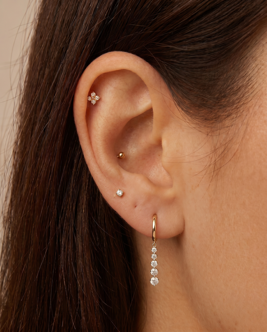 The Alina - 5-Stone Graduating Lab Diamond Drop Earrings | Solid Gold