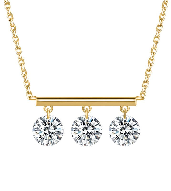 The Equilibrium - Dangling Lab Diamond Bar Necklace | Solid Gold