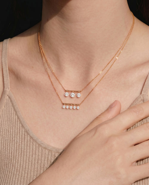 The Equilibrium - Dangling Lab Diamond Bar Necklace | Solid Gold